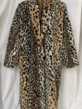 Vintage Catrina Long Faux Leopard-Print Coat
